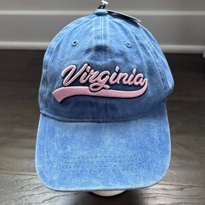 Virginia Embroidered Script,canvas vented panels,button top,adjustable back cap